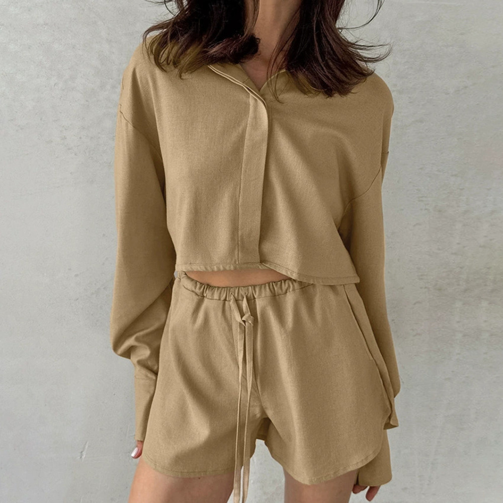ZARA Linen Cotton Premium Casual Cardigan Set Long Sleeve Tie Belt Slit - Picture 6 of 7